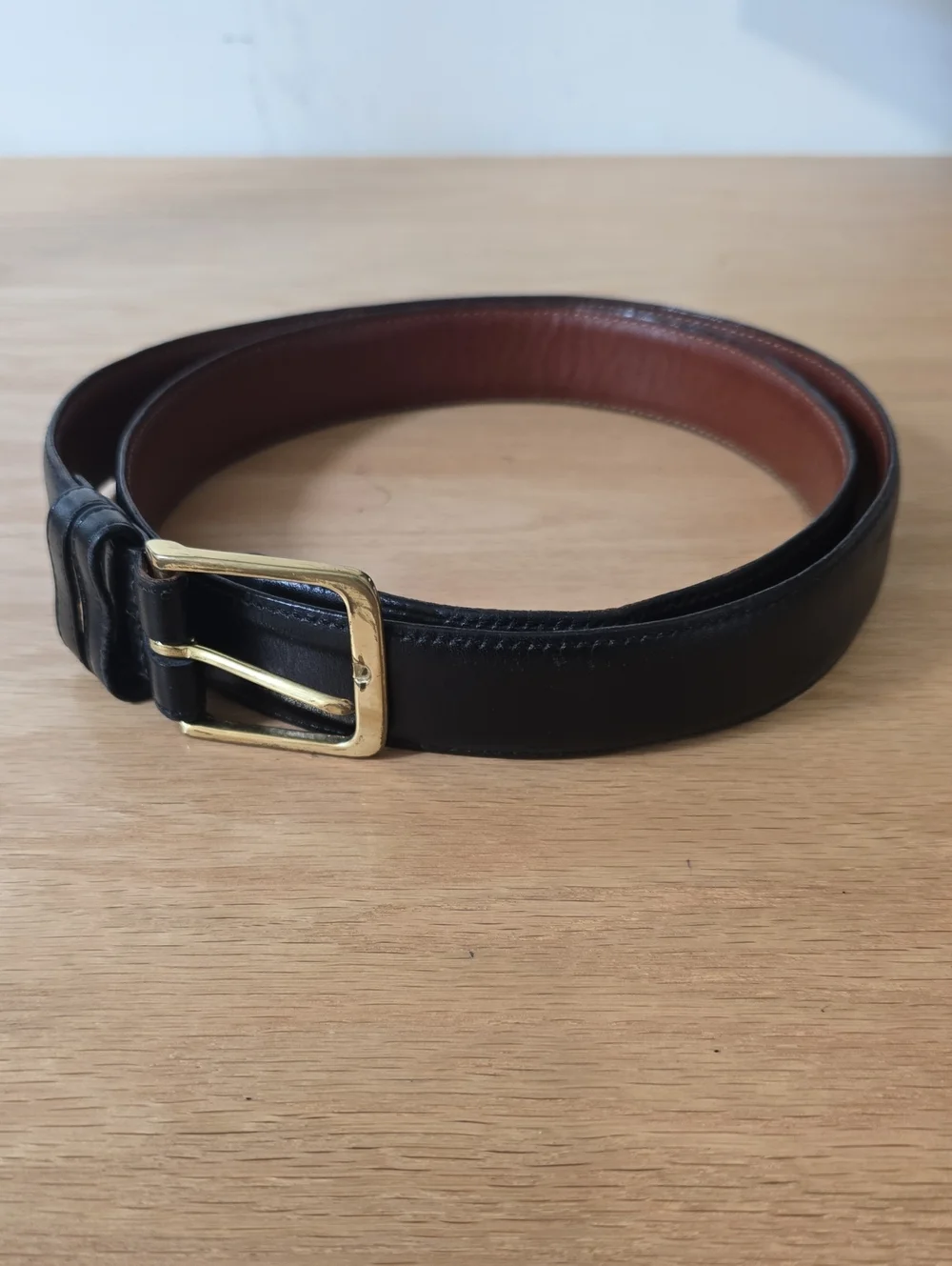 Coach Black Leather Belt with Gold Buckle